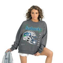 Seattle Seahawks Gameday Couture Women's Ready to Rumble Premium Fleece Pullover Sweatshirt - Gray Pullover