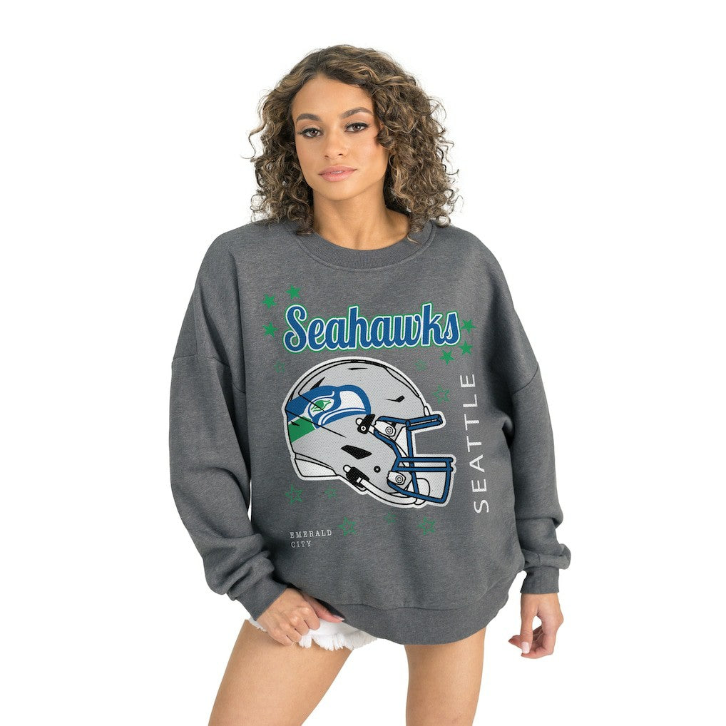 Seattle Seahawks Gameday Couture Women's Ready to Rumble Premium Fleece Pullover Sweatshirt - Gray Pullover