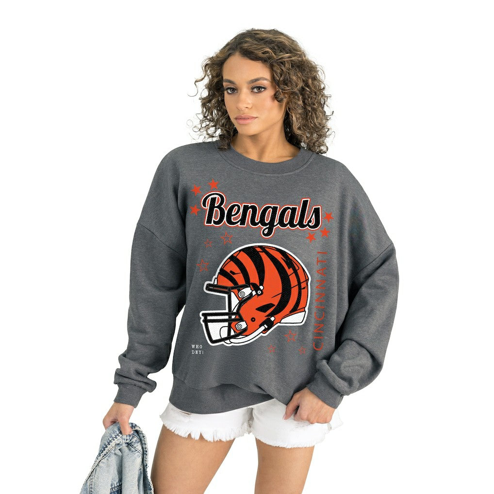 Cincinnati Bengals Gameday Couture Women's Ready to Rumble Premium Fleece Pullover Sweatshirt - Gray Pullover