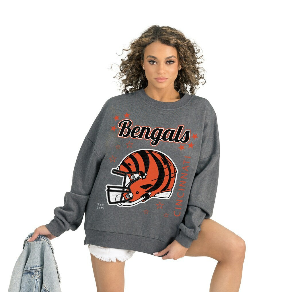 Cincinnati Bengals Gameday Couture Women's Ready to Rumble Premium Fleece Pullover Sweatshirt - Gray Pullover