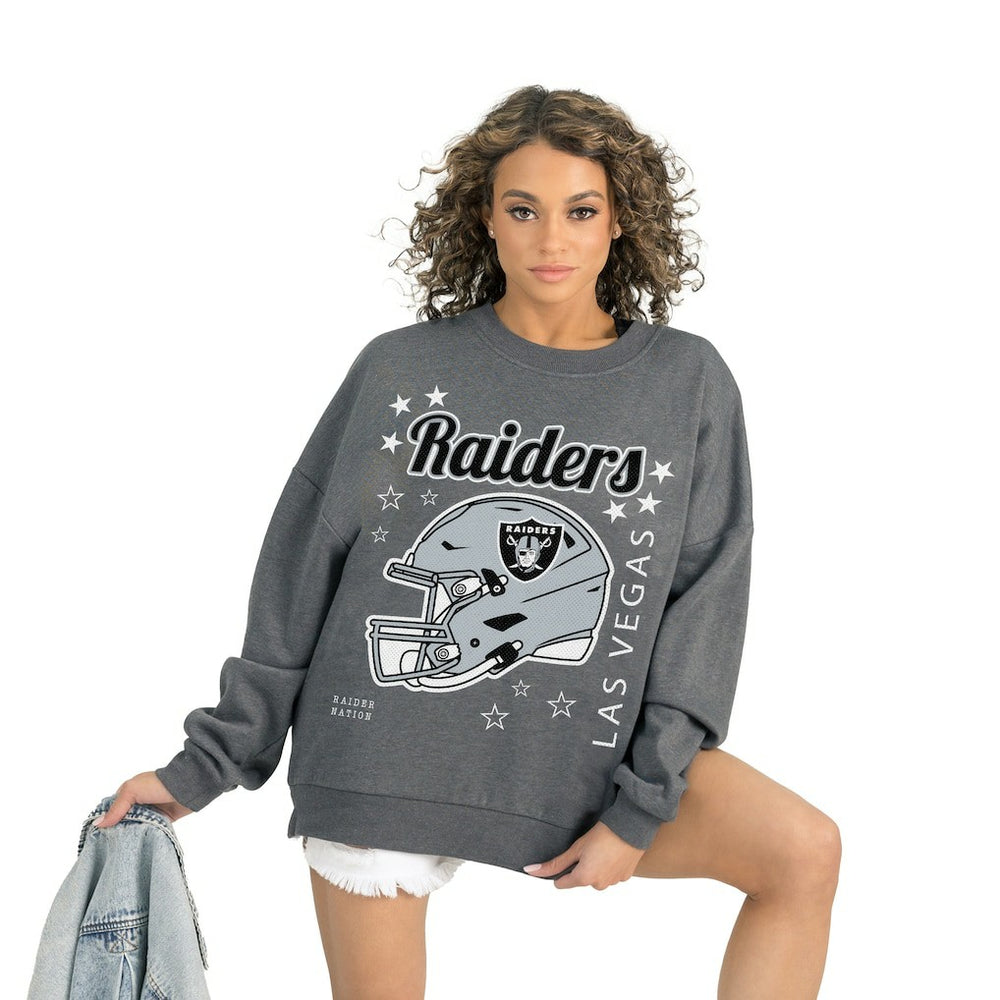 Las Vegas Raiders Gameday Couture Women's Ready to Rumble Premium Fleece Pullover Sweatshirt - Gray Pullover