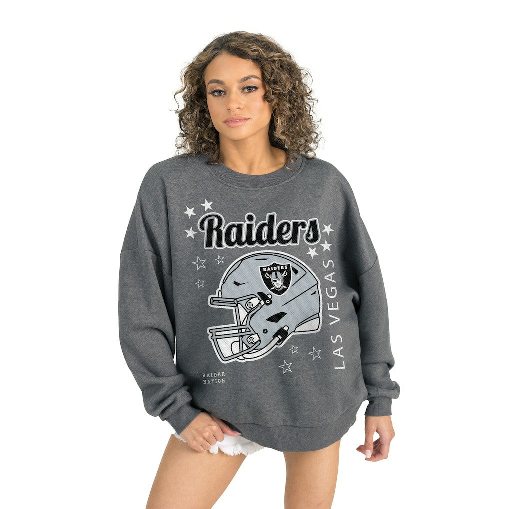 Las Vegas Raiders Gameday Couture Women's Ready to Rumble Premium Fleece Pullover Sweatshirt - Gray Pullover
