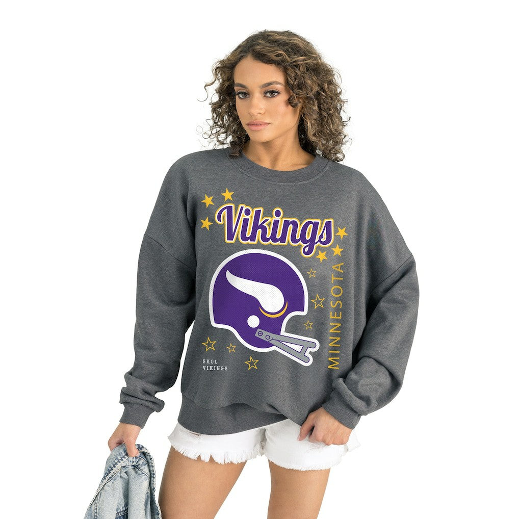 Minnesota Vikings Gameday Couture Women's Ready to Rumble Premium Fleece Pullover Sweatshirt - Gray Pullover