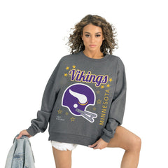 Minnesota Vikings Gameday Couture Women's Ready to Rumble Premium Fleece Pullover Sweatshirt - Gray Pullover