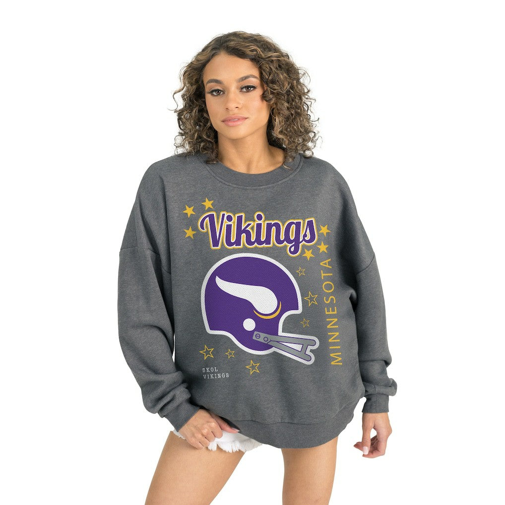 Minnesota Vikings Gameday Couture Women's Ready to Rumble Premium Fleece Pullover Sweatshirt - Gray Pullover