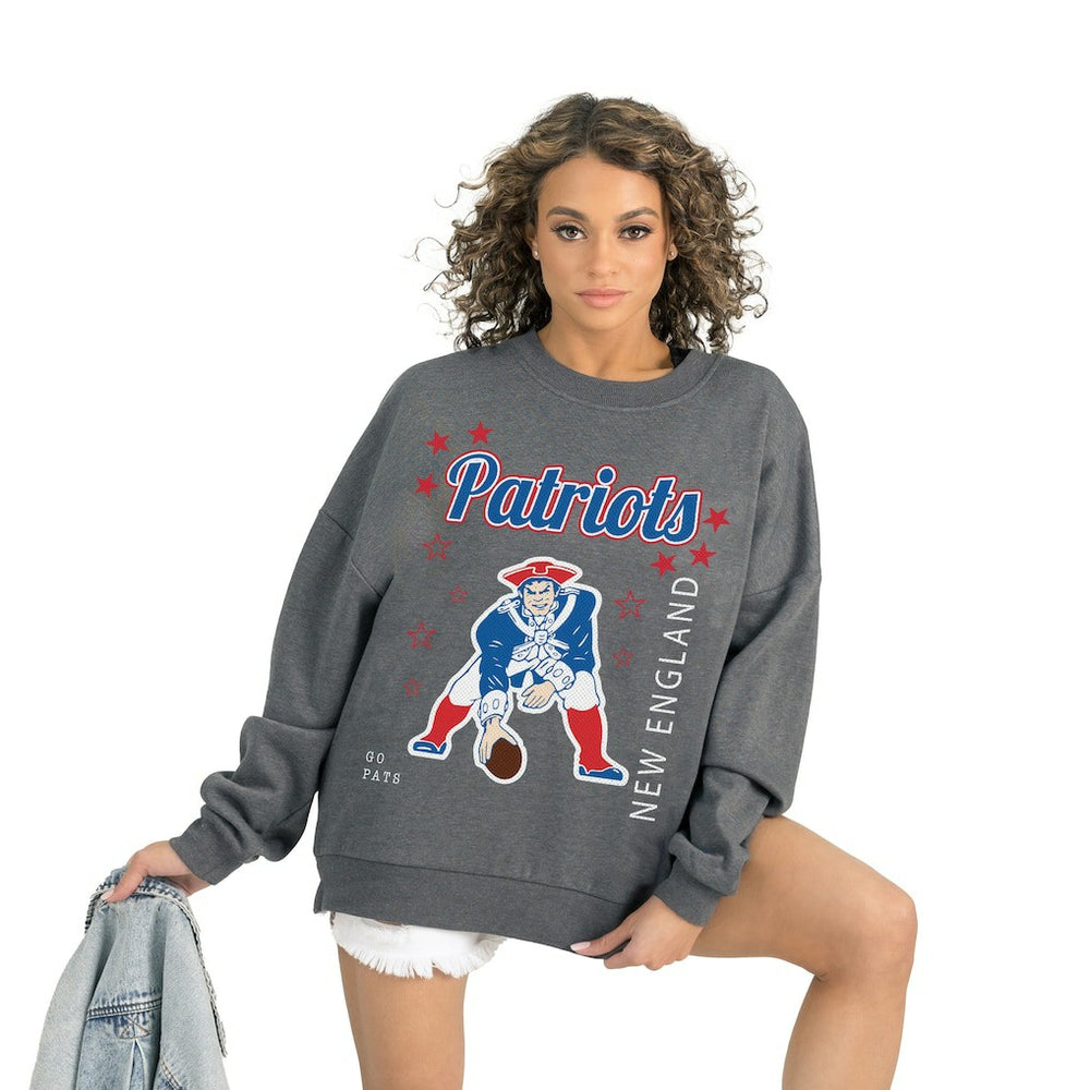 New England Patriots Gameday Couture Women's Ready to Rumble Premium Fleece Pullover Sweatshirt - Gray Pullover