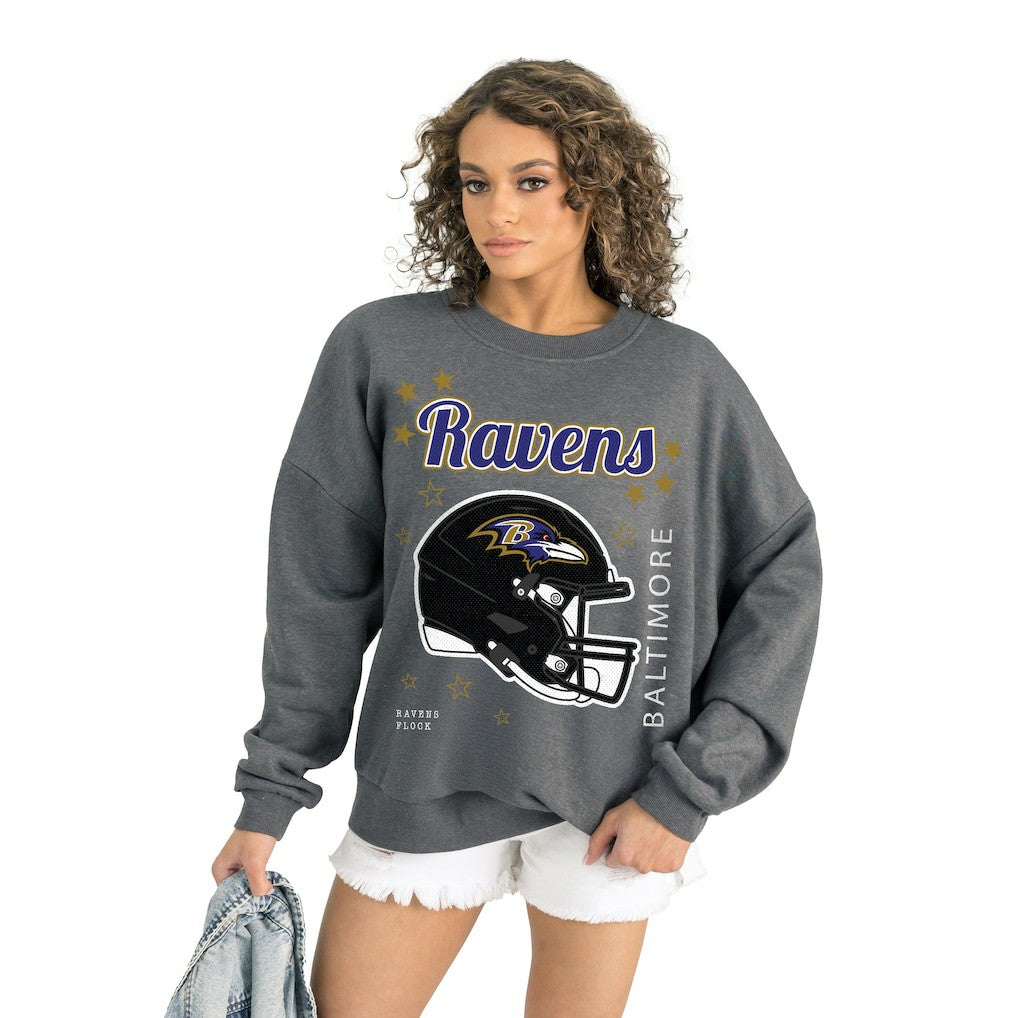 Baltimore Ravens Gameday Couture Women's Ready to Rumble Premium Fleece Pullover Sweatshirt - Gray Pullover