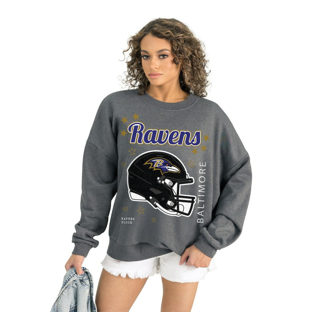 Baltimore Ravens Gameday Couture Women's Ready to Rumble Premium Fleece Pullover Sweatshirt - Gray Pullover