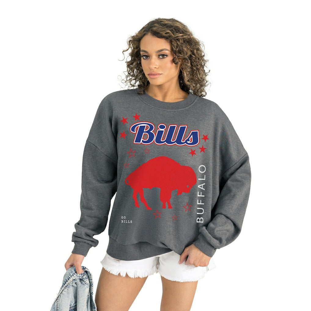Buffalo Bills Gameday Couture Women's Ready to Rumble Premium Fleece Pullover Sweatshirt - Gray Pullover