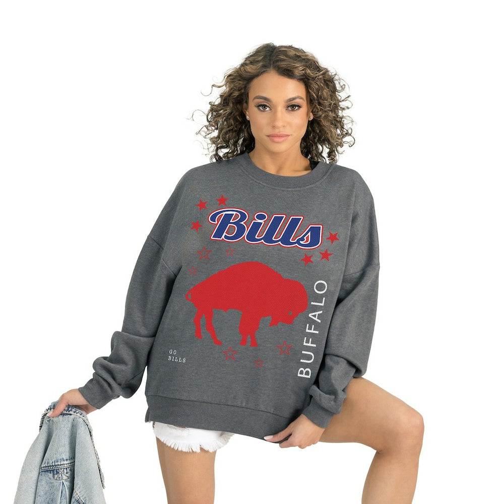 Buffalo Bills Gameday Couture Women's Ready to Rumble Premium Fleece Pullover Sweatshirt - Gray Pullover