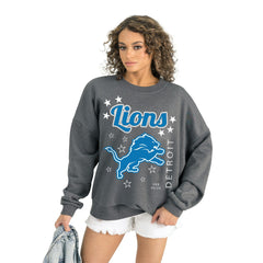 Detroit Lions Gameday Couture Women's Ready to Rumble Premium Fleece Pullover Sweatshirt - Gray Pullover