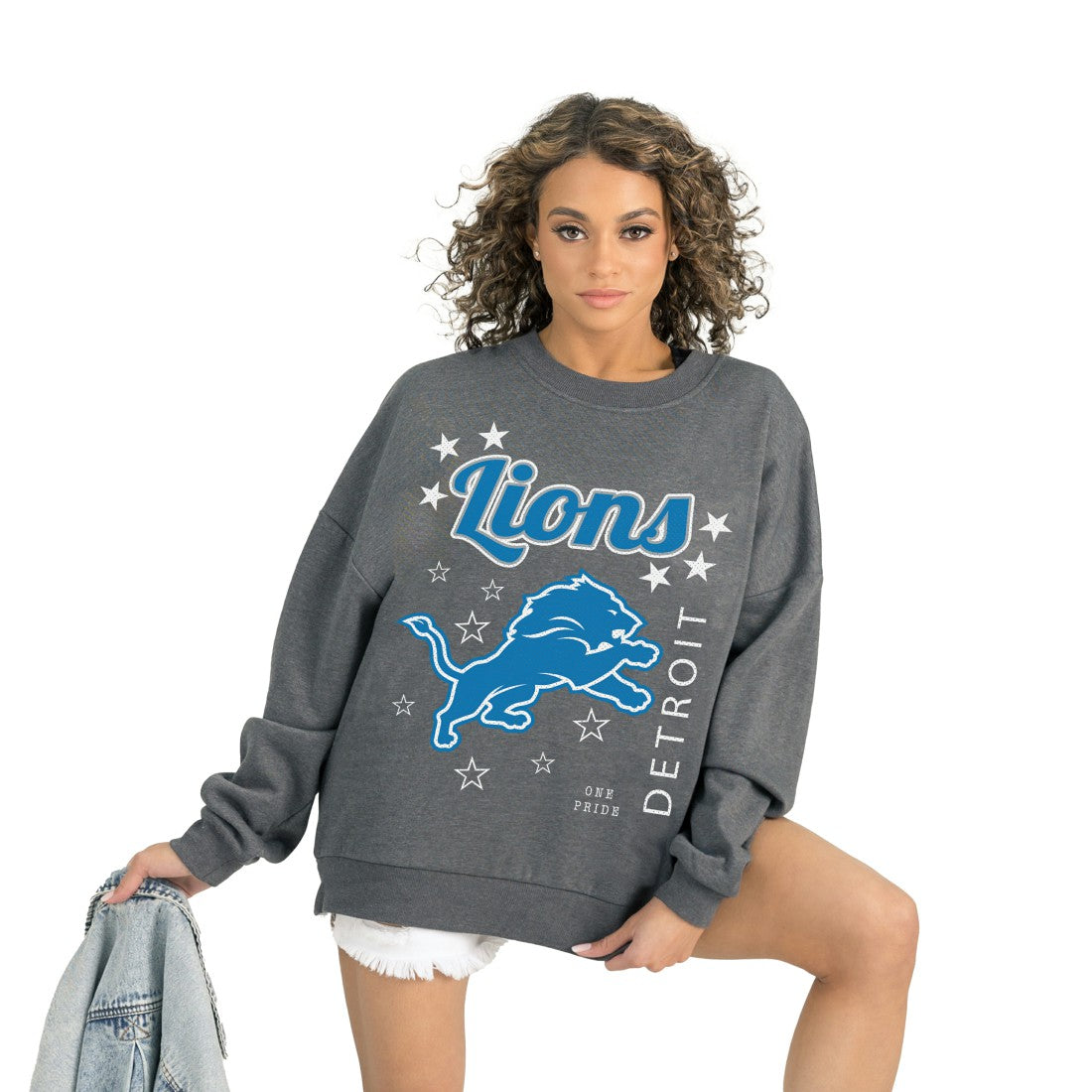 Detroit Lions Gameday Couture Women's Ready to Rumble Premium Fleece Pullover Sweatshirt - Gray Pullover