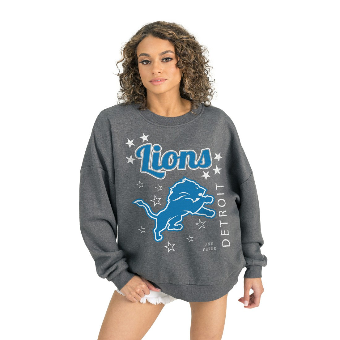 Detroit Lions Gameday Couture Women's Ready to Rumble Premium Fleece Pullover Sweatshirt - Gray Pullover