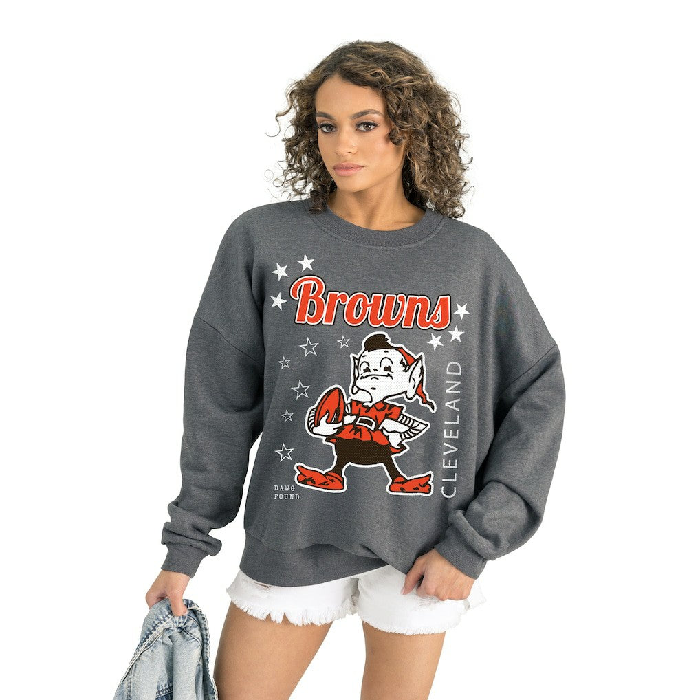 Cleveland Browns Gameday Couture Women's Ready to Rumble Premium Fleece Pullover Sweatshirt - Gray Pullover