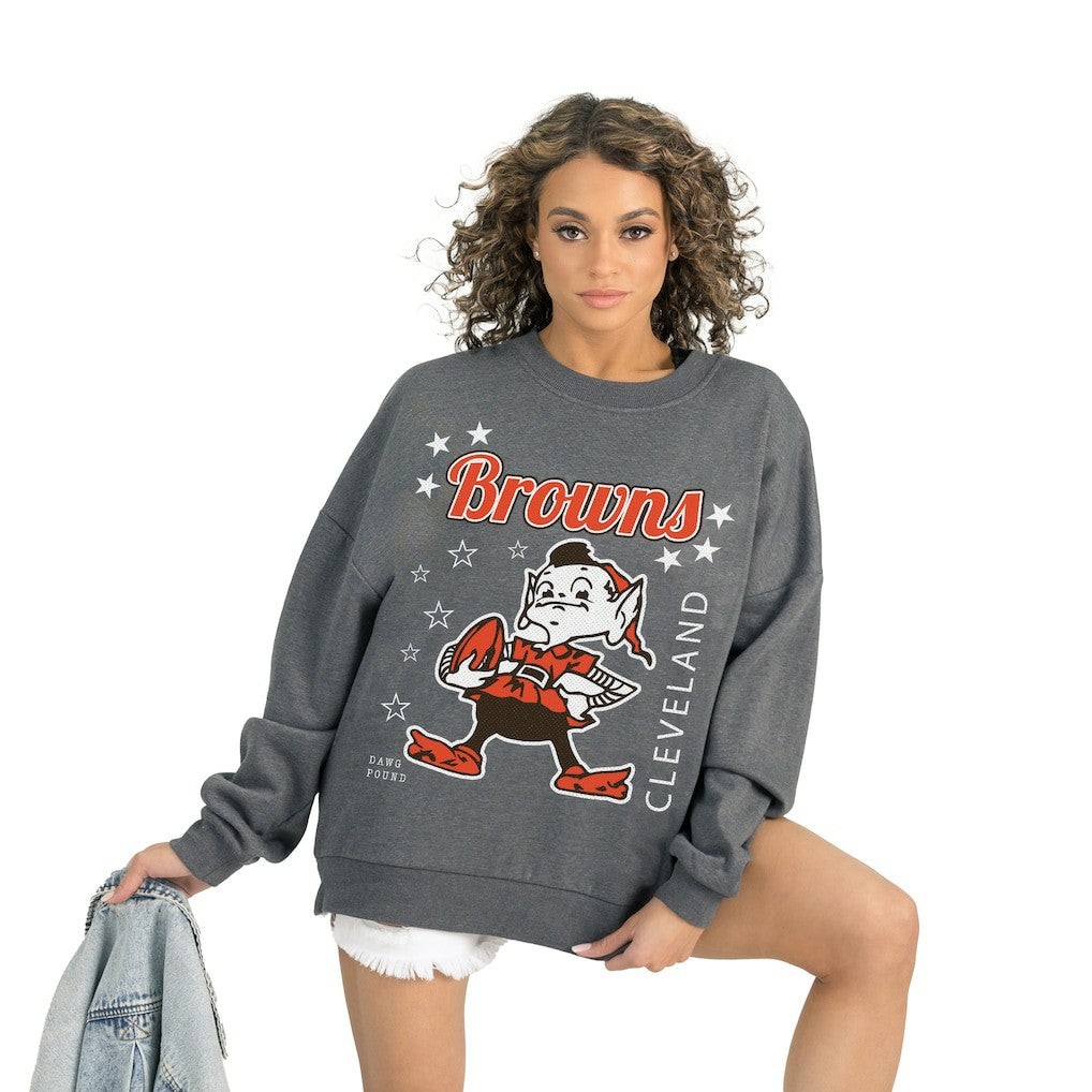 Cleveland Browns Gameday Couture Women's Ready to Rumble Premium Fleece Pullover Sweatshirt - Gray Pullover