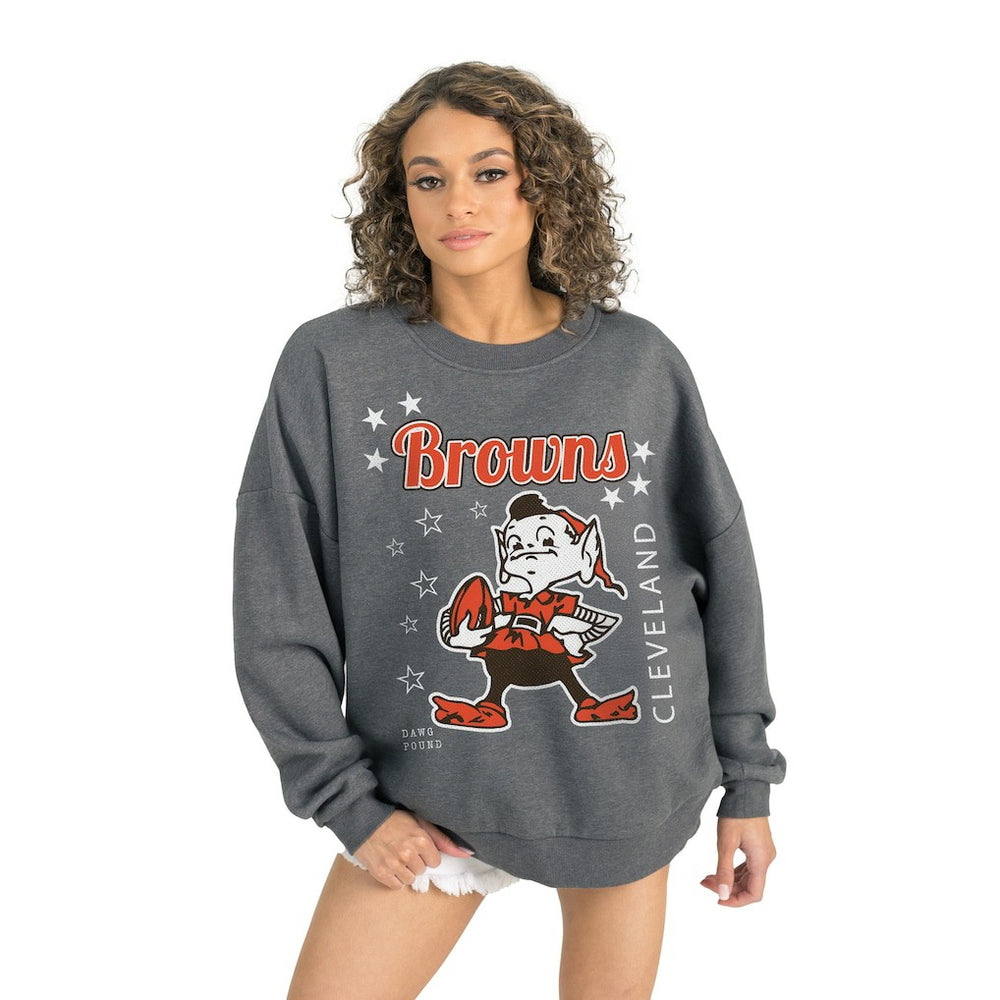 Cleveland Browns Gameday Couture Women's Ready to Rumble Premium Fleece Pullover Sweatshirt - Gray Pullover