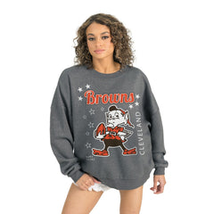 Cleveland Browns Gameday Couture Women's Ready to Rumble Premium Fleece Pullover Sweatshirt - Gray Pullover