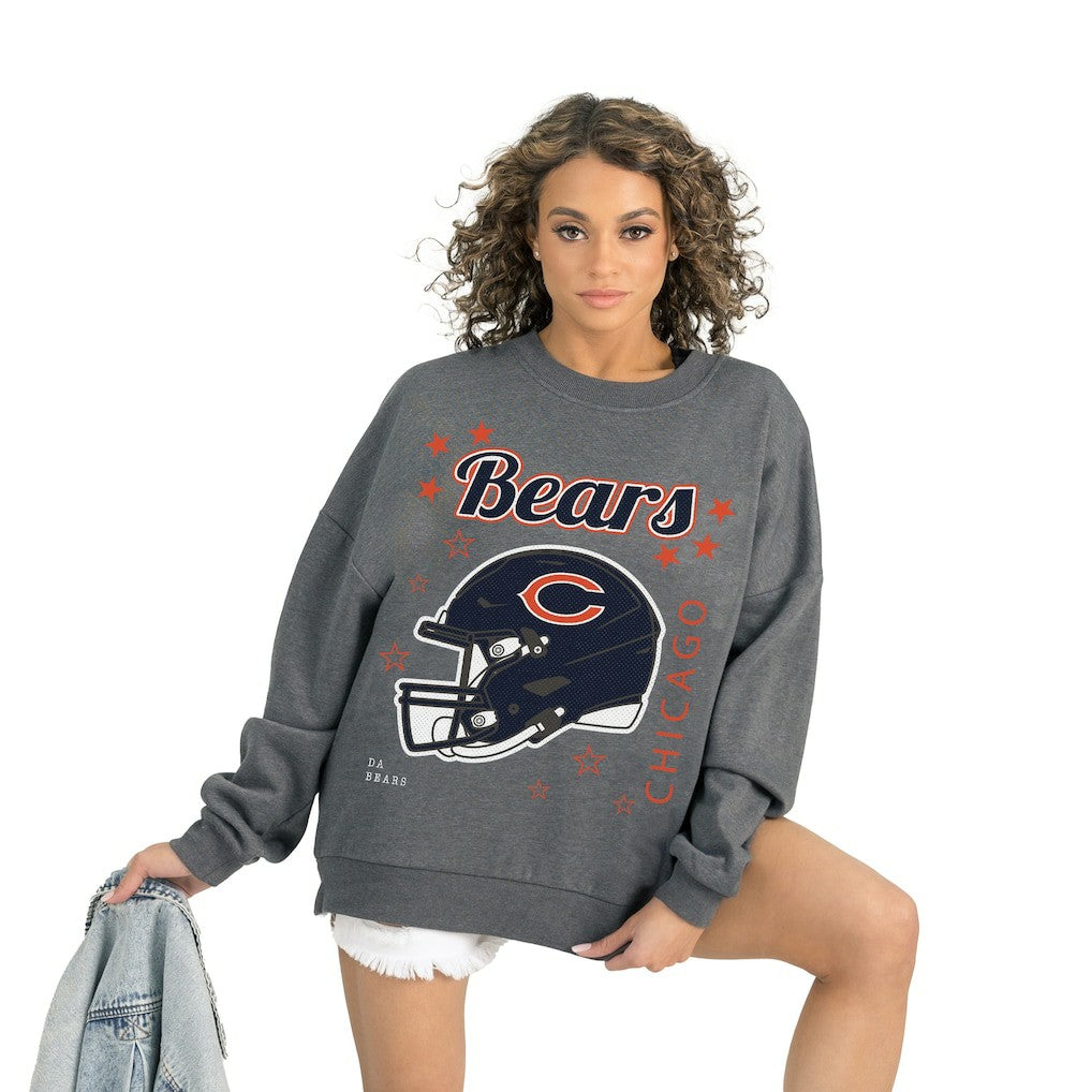 Chicago Bears Gameday Couture Women's Ready to Rumble Premium Fleece Pullover Sweatshirt - Gray Pullover