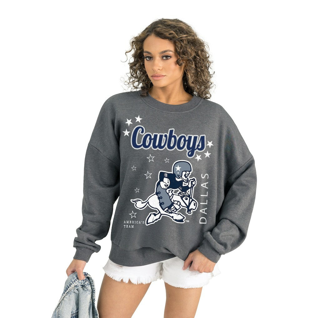 Dallas Cowboys Gameday Couture Women's Ready to Rumble Premium Fleece Pullover Sweatshirt - Gray Pullover