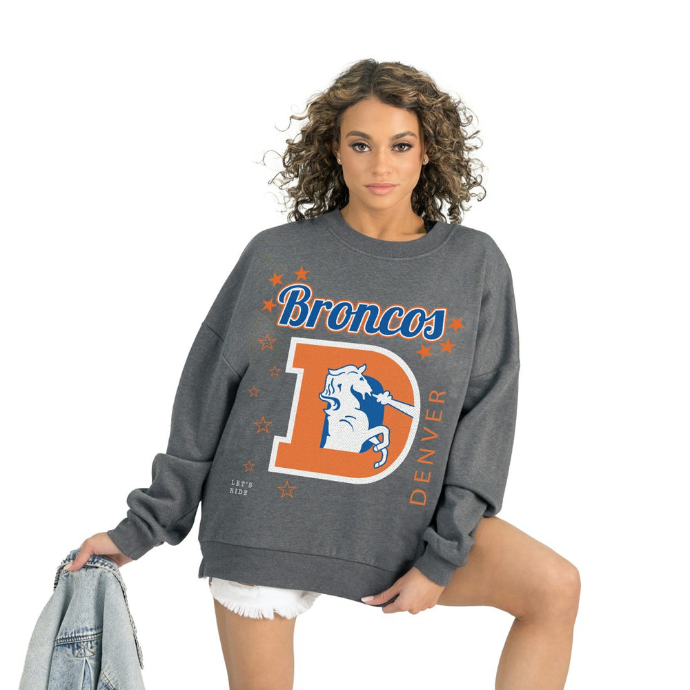 Denver Broncos Gameday Couture Women's Ready to Rumble Premium Fleece Pullover Sweatshirt - Gray Pullover