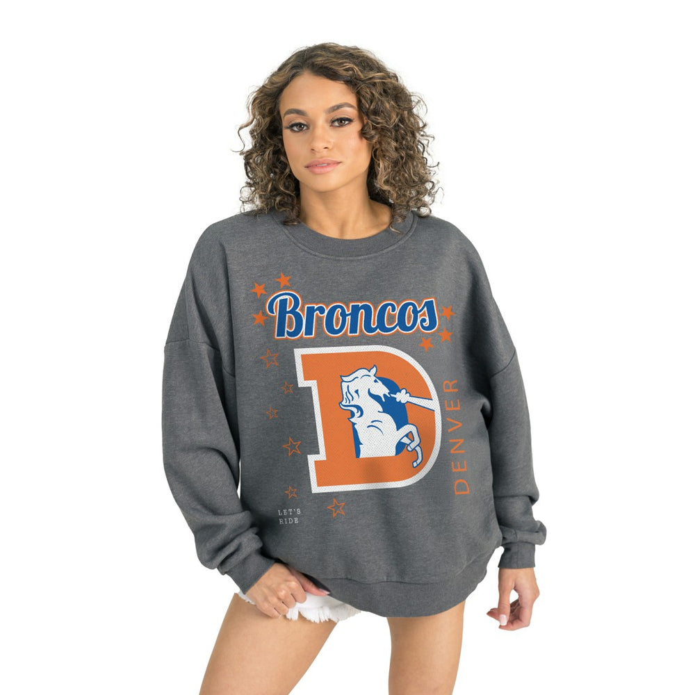 Denver Broncos Gameday Couture Women's Ready to Rumble Premium Fleece Pullover Sweatshirt - Gray Pullover
