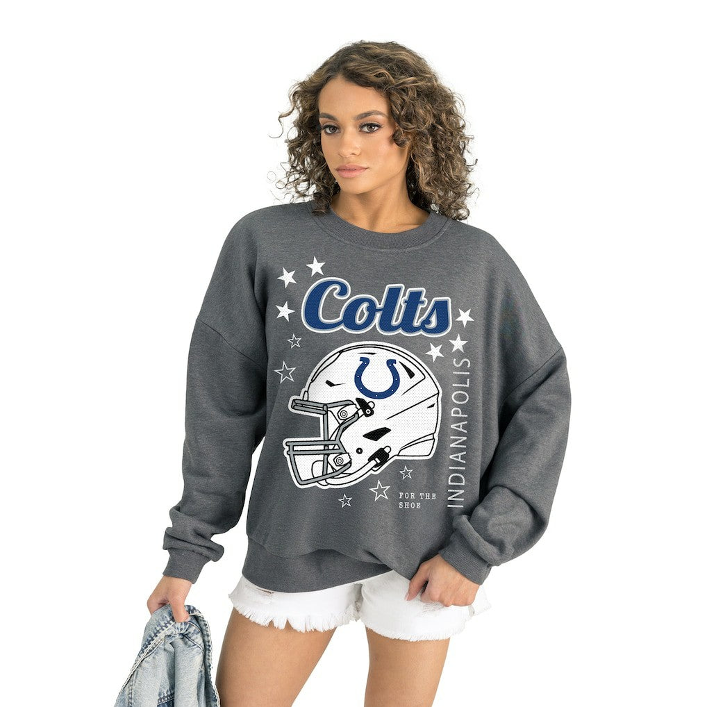Indianapolis Colts Gameday Couture Women's Ready to Rumble Premium Fleece Pullover Sweatshirt - Gray Pullover
