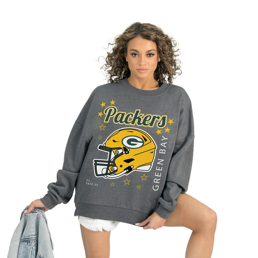 Green Bay Packers Gameday Couture Women's Ready to Rumble Premium Fleece Pullover Sweatshirt - Gray Pullover