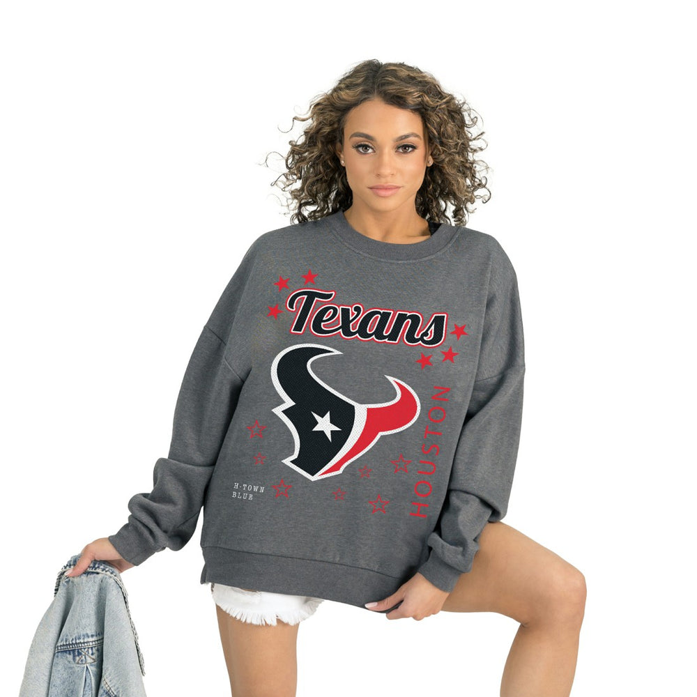 Houston Texans Gameday Couture Women's Ready to Rumble Premium Fleece Pullover Sweatshirt - Gray Pullover