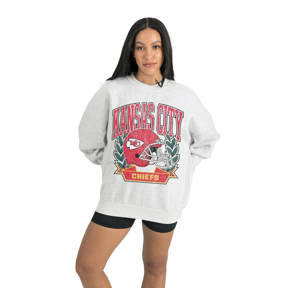Kansas City Chiefs Gameday Couture Women's Heritage Premium Fleece Pullover Sweatshirt - Gray Pullover