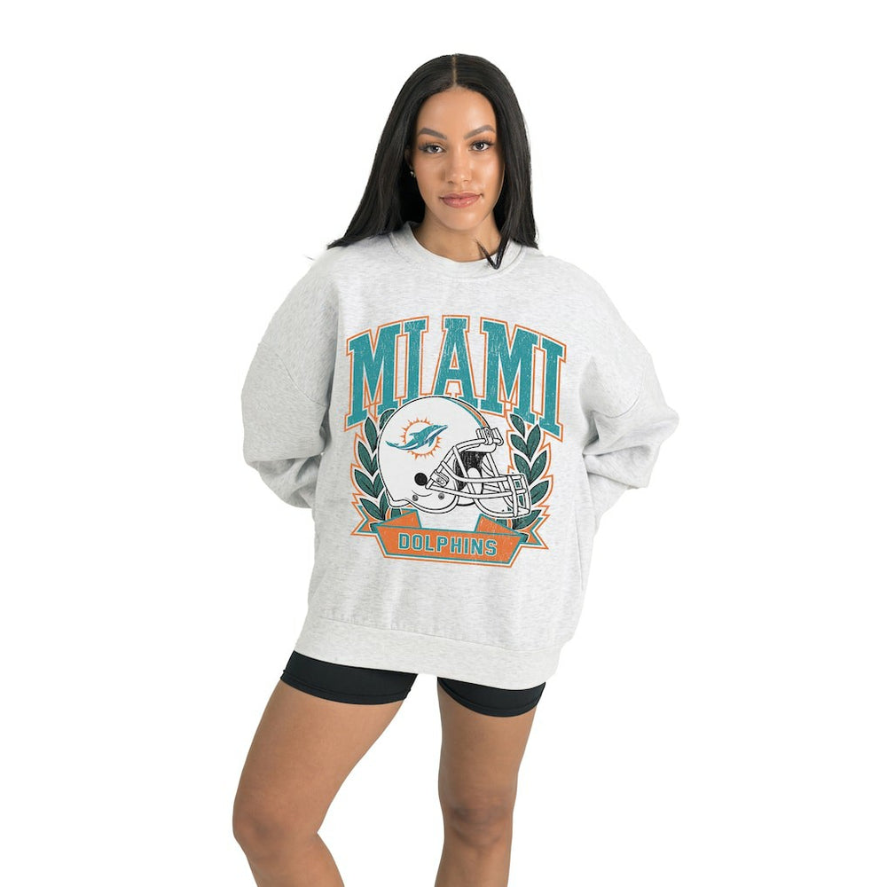 Miami Dolphins Gameday Couture Women's Heritage Premium Fleece Pullover Sweatshirt - Gray Pullover