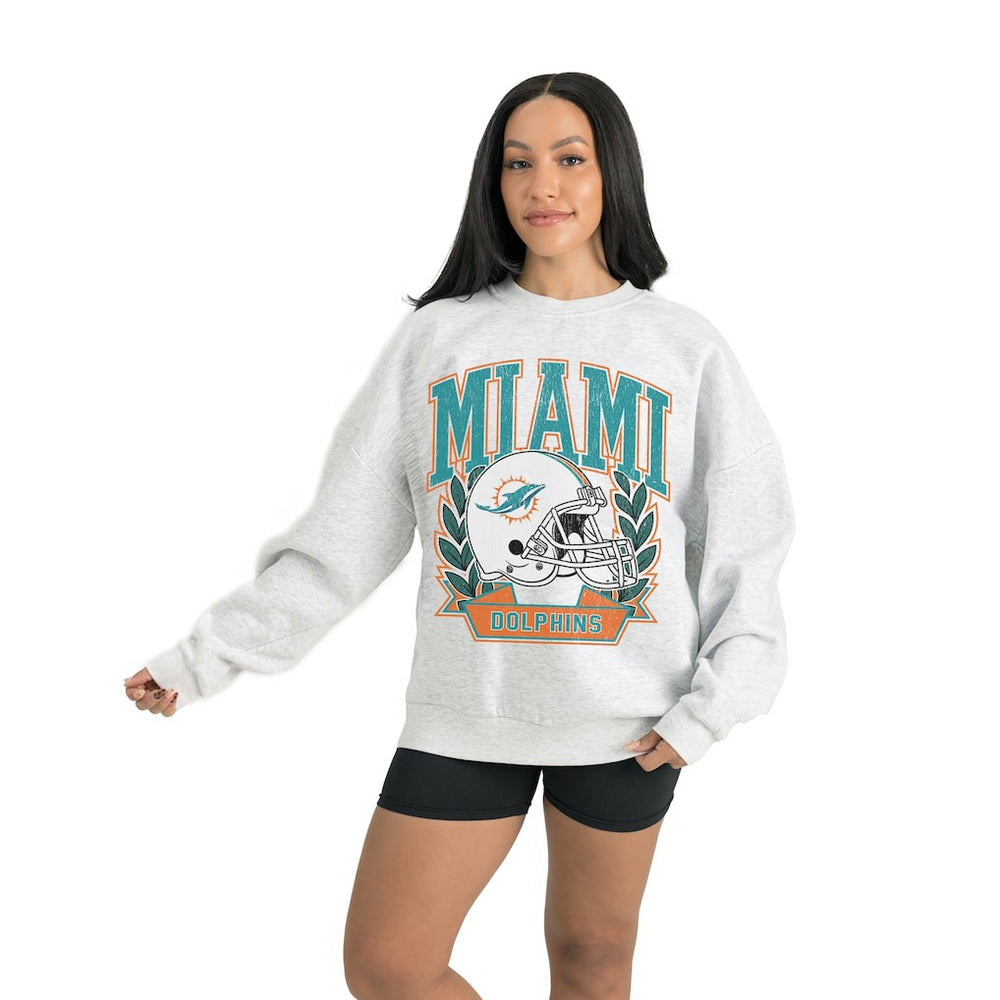 Miami Dolphins Gameday Couture Women's Heritage Premium Fleece Pullover Sweatshirt - Gray Pullover