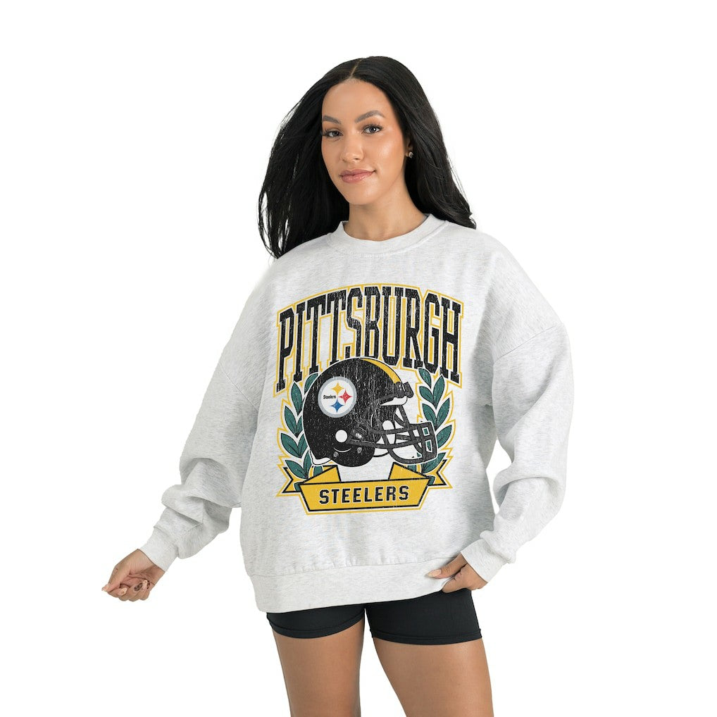 Pittsburgh Steelers Gameday Couture Women's Heritage Premium Fleece Pullover Sweatshirt - Gray Pullover