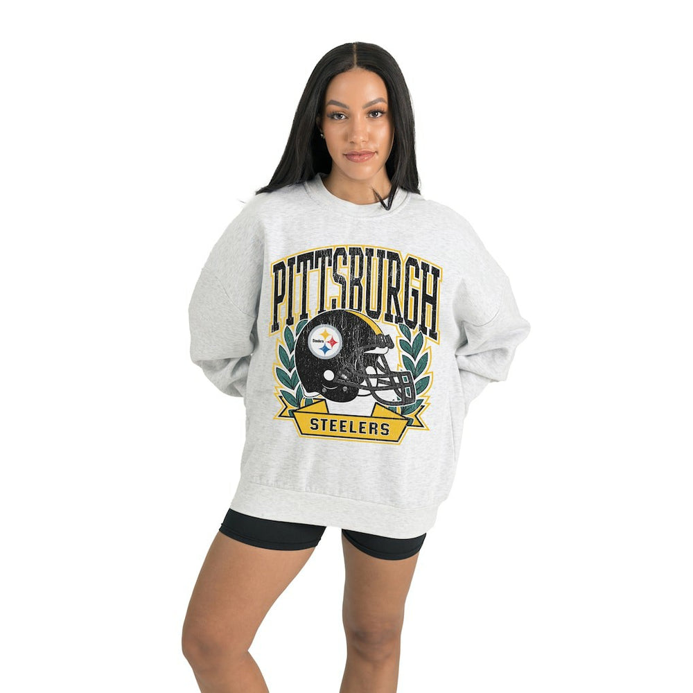 Pittsburgh Steelers Gameday Couture Women's Heritage Premium Fleece Pullover Sweatshirt - Gray Pullover