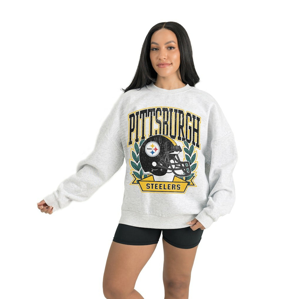 Pittsburgh Steelers Gameday Couture Women's Heritage Premium Fleece Pullover Sweatshirt - Gray Pullover