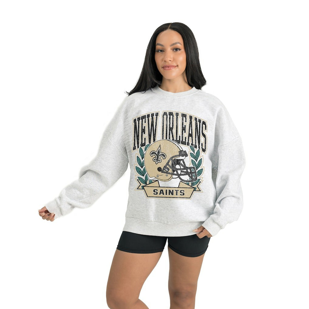 New Orleans Saints Gameday Couture Women's Heritage Premium Fleece Pullover Sweatshirt - Gray Pullover