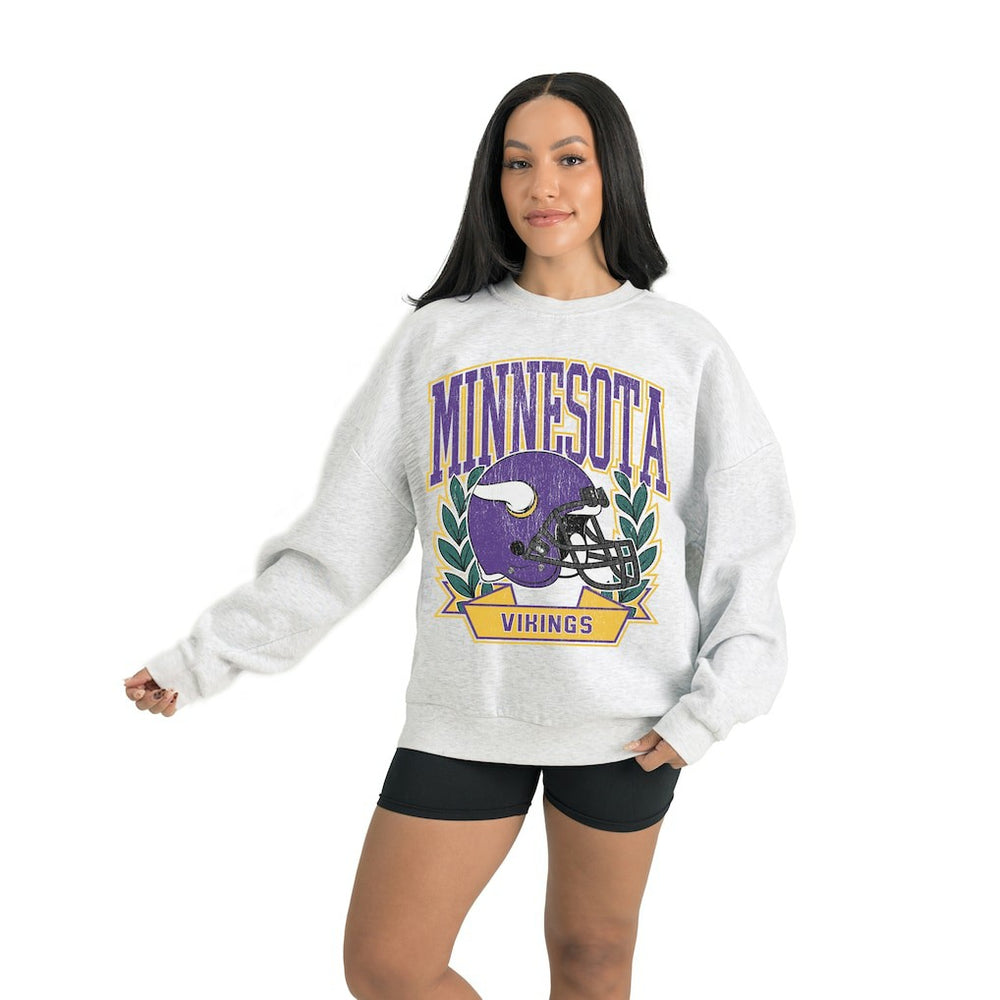 Minnesota Vikings Gameday Couture Women's Heritage Premium Fleece Pullover Sweatshirt - Gray Pullover