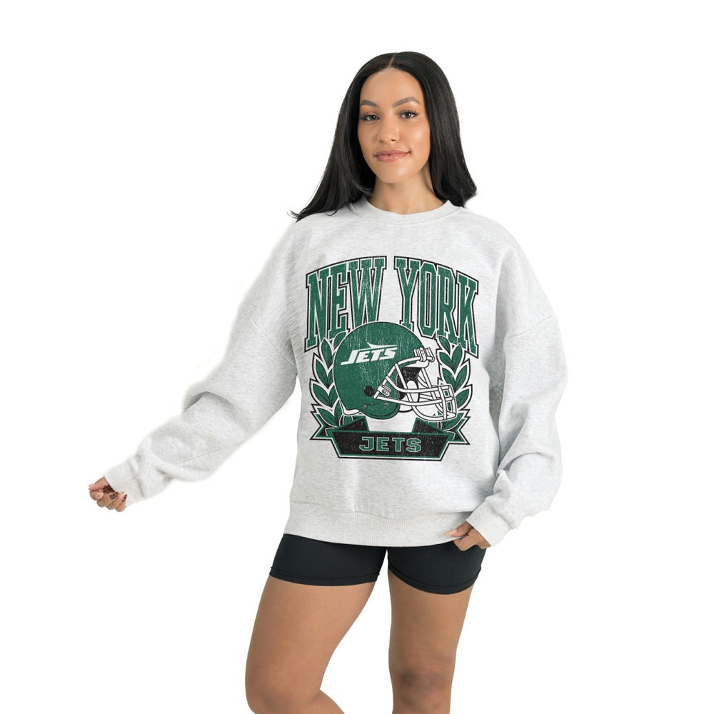 New York Jets Gameday Couture Women's Heritage Premium Fleece Pullover Sweatshirt - Gray Pullover
