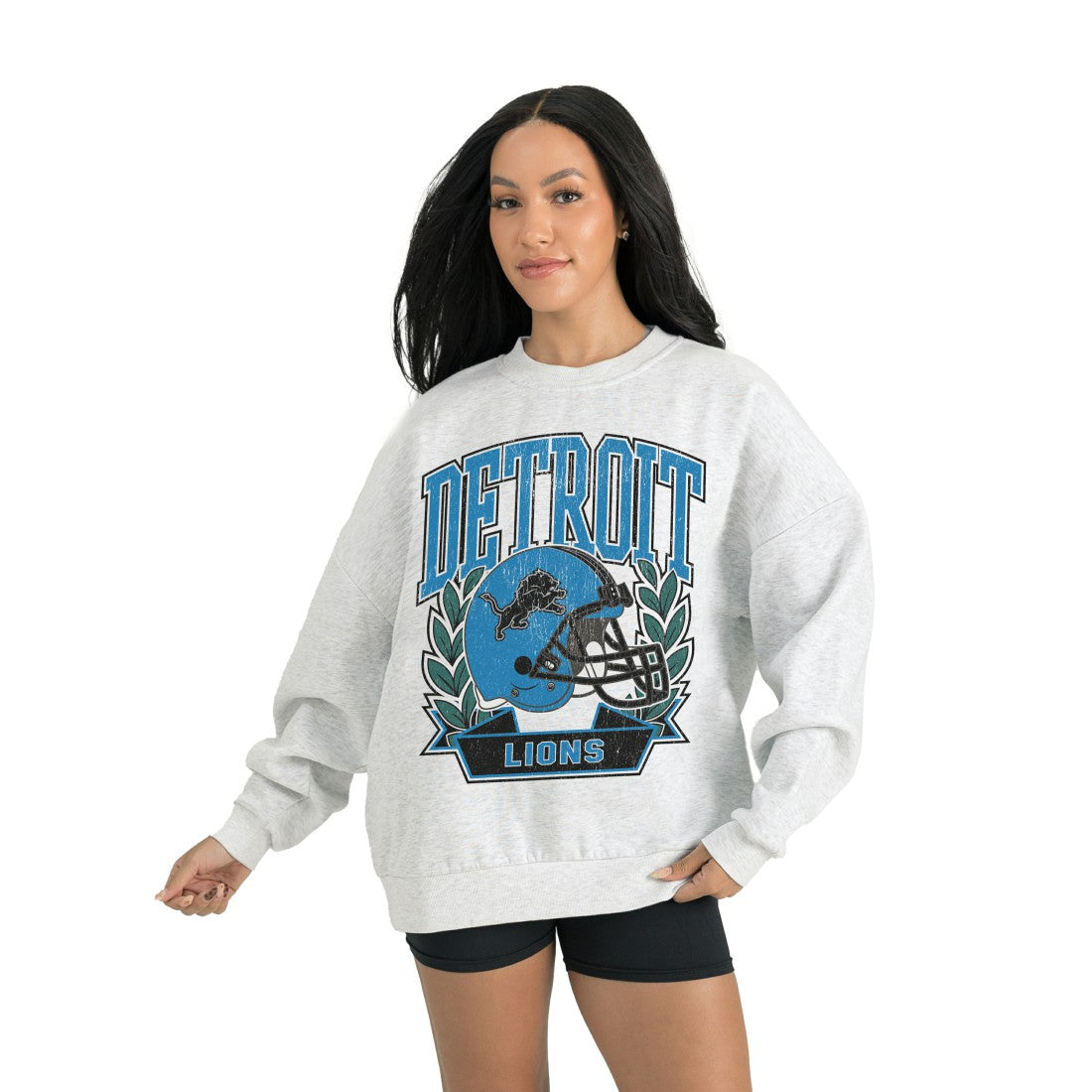 Detroit Lions Gameday Couture Women's Heritage Premium Fleece Pullover Sweatshirt - Gray Pullover