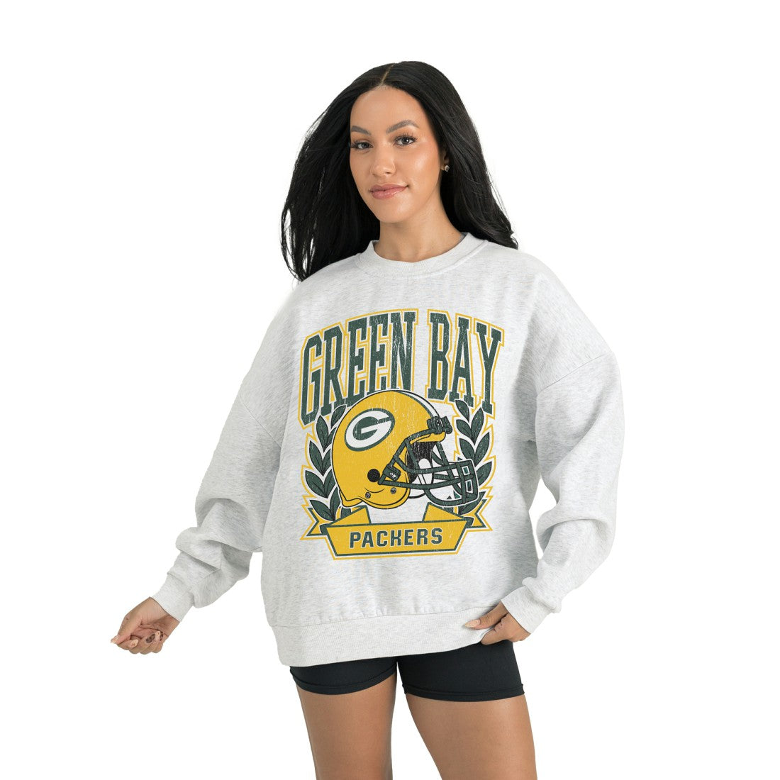 Green Bay Packers Gameday Couture Women's Heritage Premium Fleece Pullover Sweatshirt - Gray Pullover