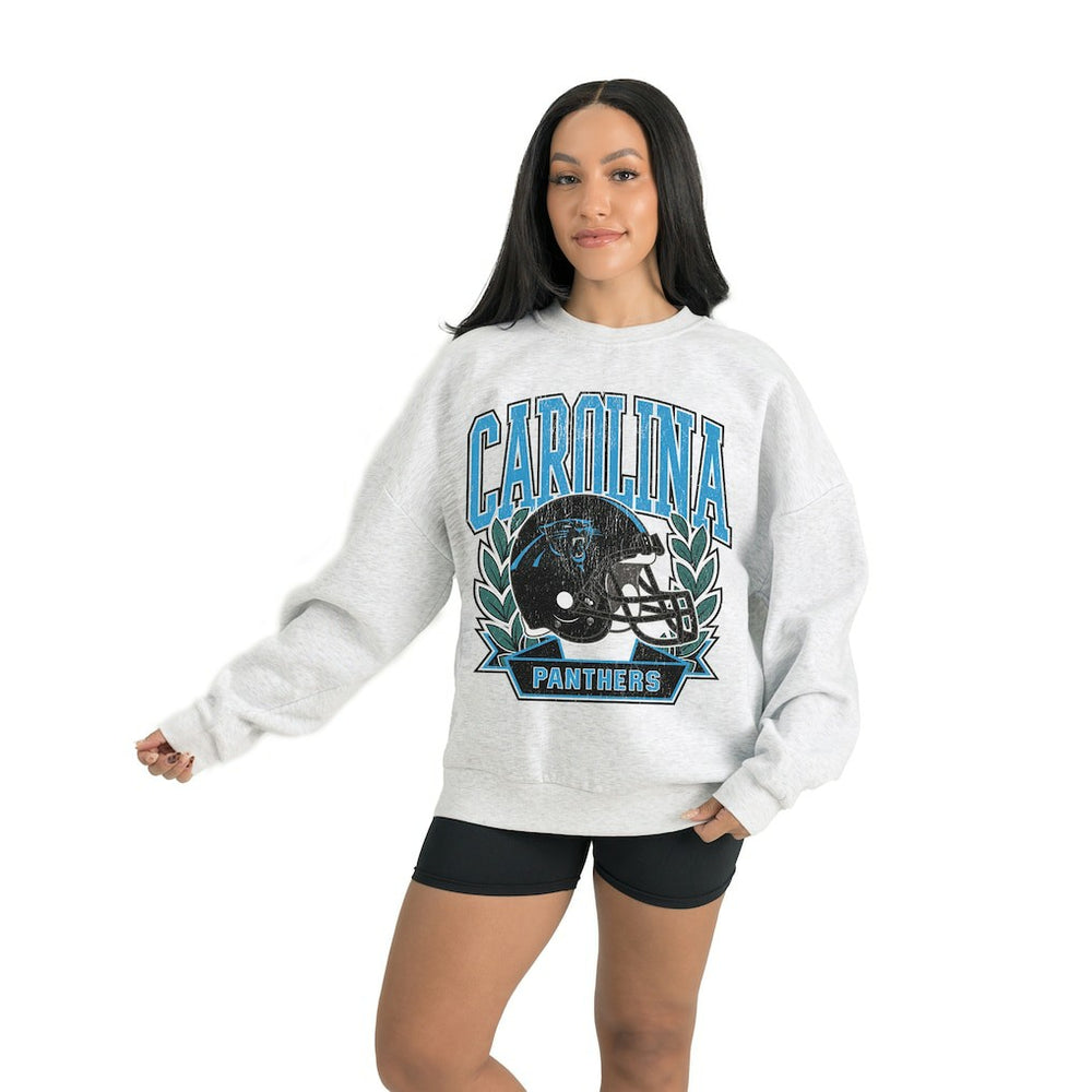 Carolina Panthers Gameday Couture Women's Heritage Premium Fleece Pullover Sweatshirt - Gray Pullover