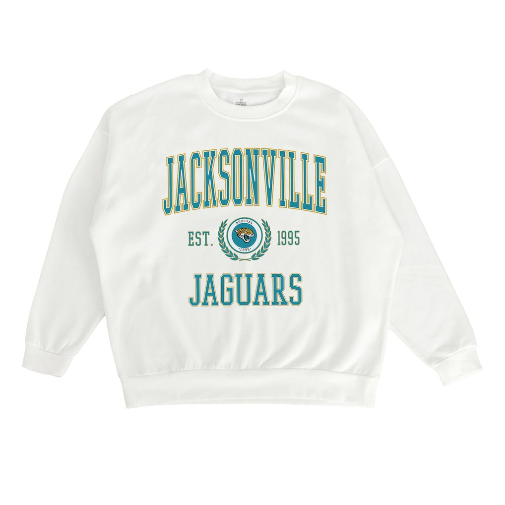Jacksonville Jaguars Gameday Couture Women's Timeless Triumph Premium Fleece Pullover Sweatshirt - White Pullover