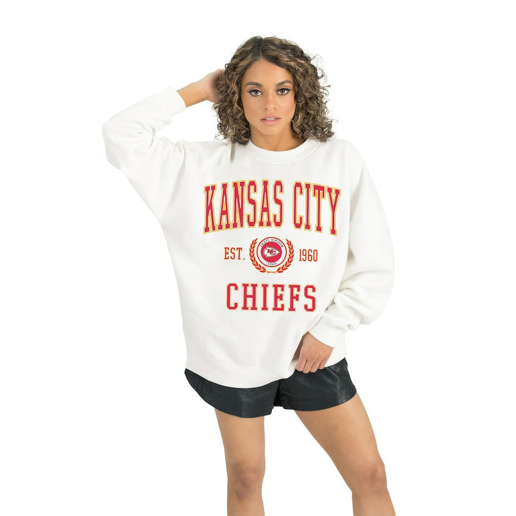 Kansas City Chiefs Gameday Couture Women's Timeless Triumph Premium Fleece Pullover Sweatshirt - White Pullover