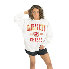 Kansas City Chiefs Gameday Couture Women's Timeless Triumph Premium Fleece Pullover Sweatshirt - White Pullover