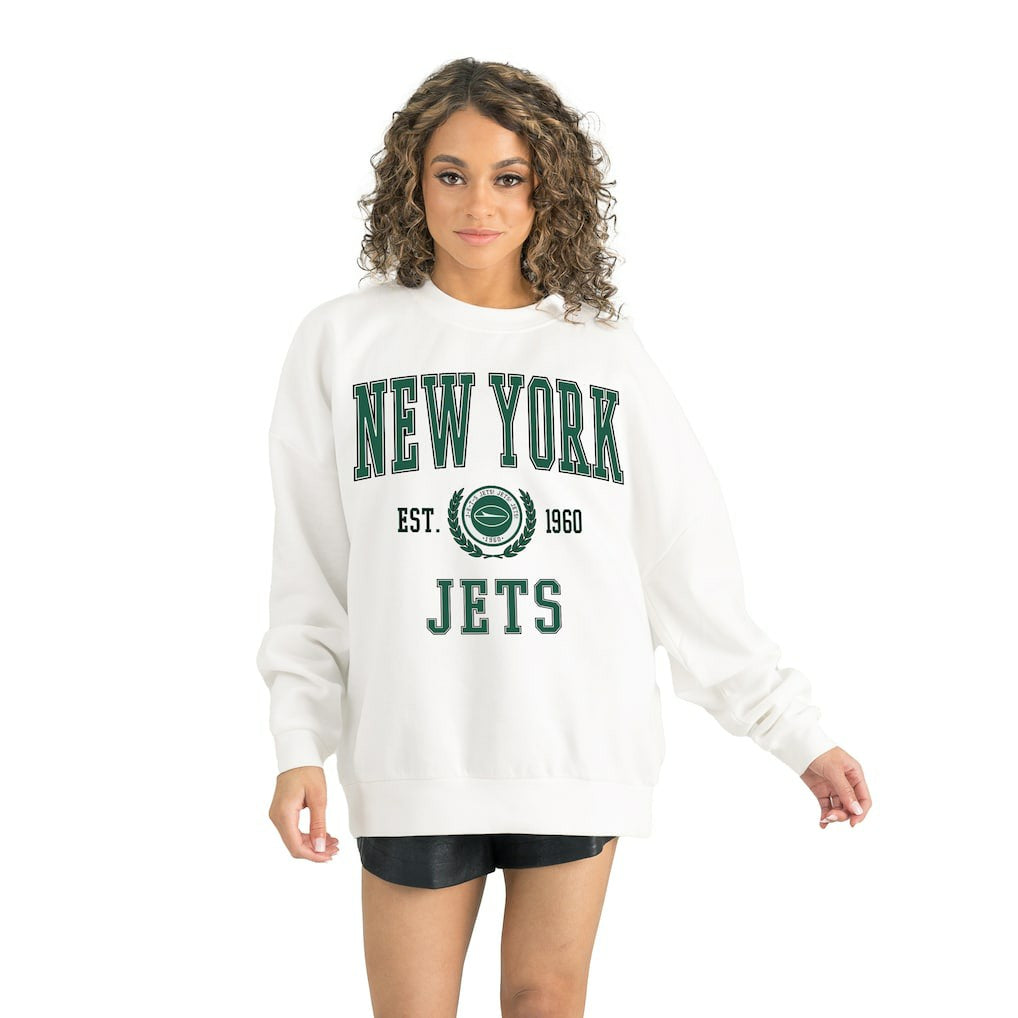 New York Jets Gameday Couture Women's Timeless Triumph Premium Fleece Pullover Sweatshirt - White Pullover