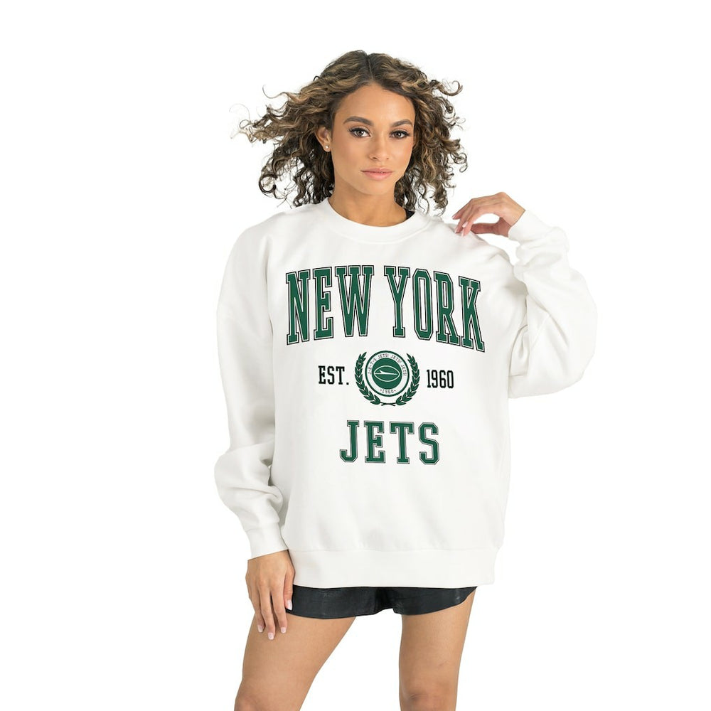 New York Jets Gameday Couture Women's Timeless Triumph Premium Fleece Pullover Sweatshirt - White Pullover