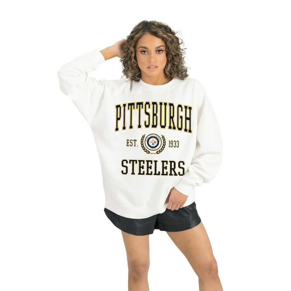 Pittsburgh Steelers Gameday Couture Women's Timeless Triumph Premium Fleece Pullover Sweatshirt - White Pullover