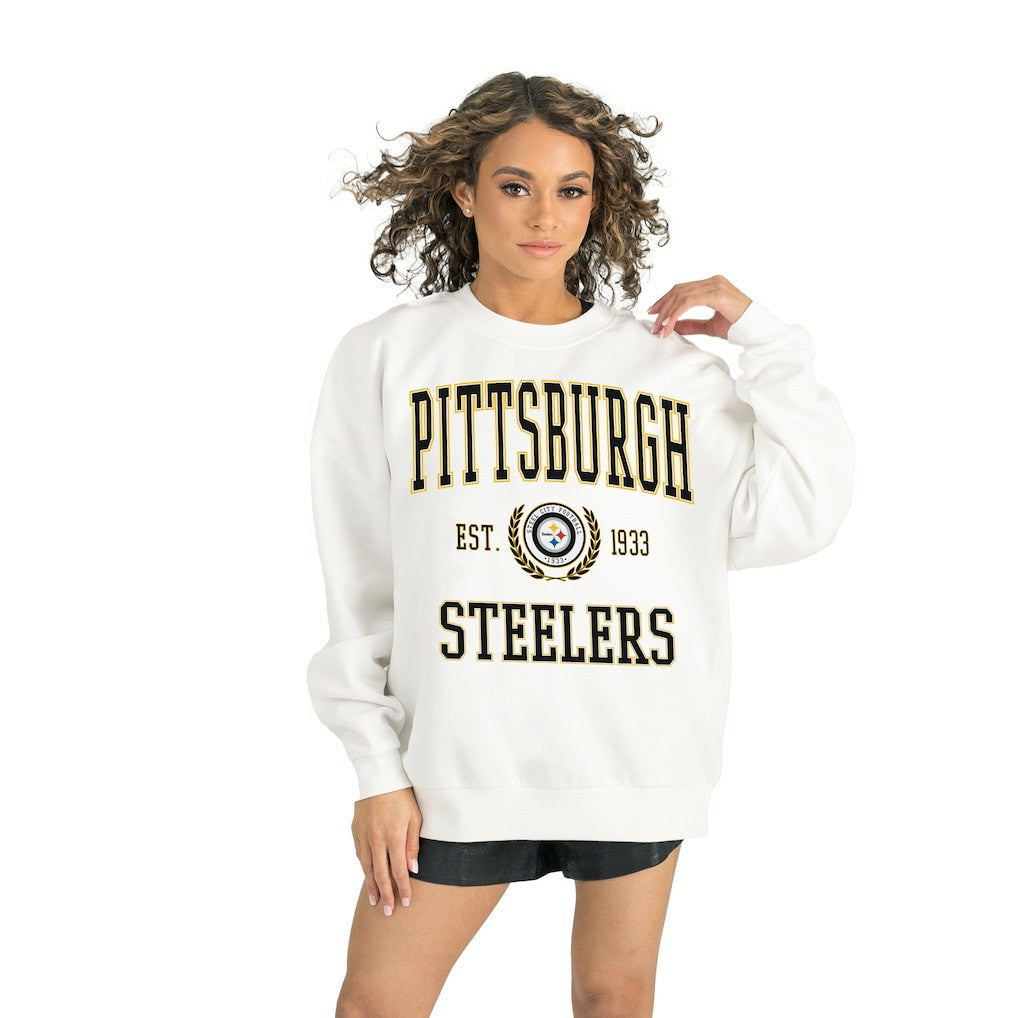 Pittsburgh Steelers Gameday Couture Women's Timeless Triumph Premium Fleece Pullover Sweatshirt - White Pullover