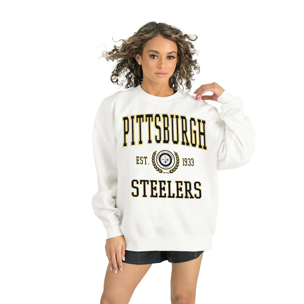 Pittsburgh Steelers Gameday Couture Women's Timeless Triumph Premium Fleece Pullover Sweatshirt - White Pullover