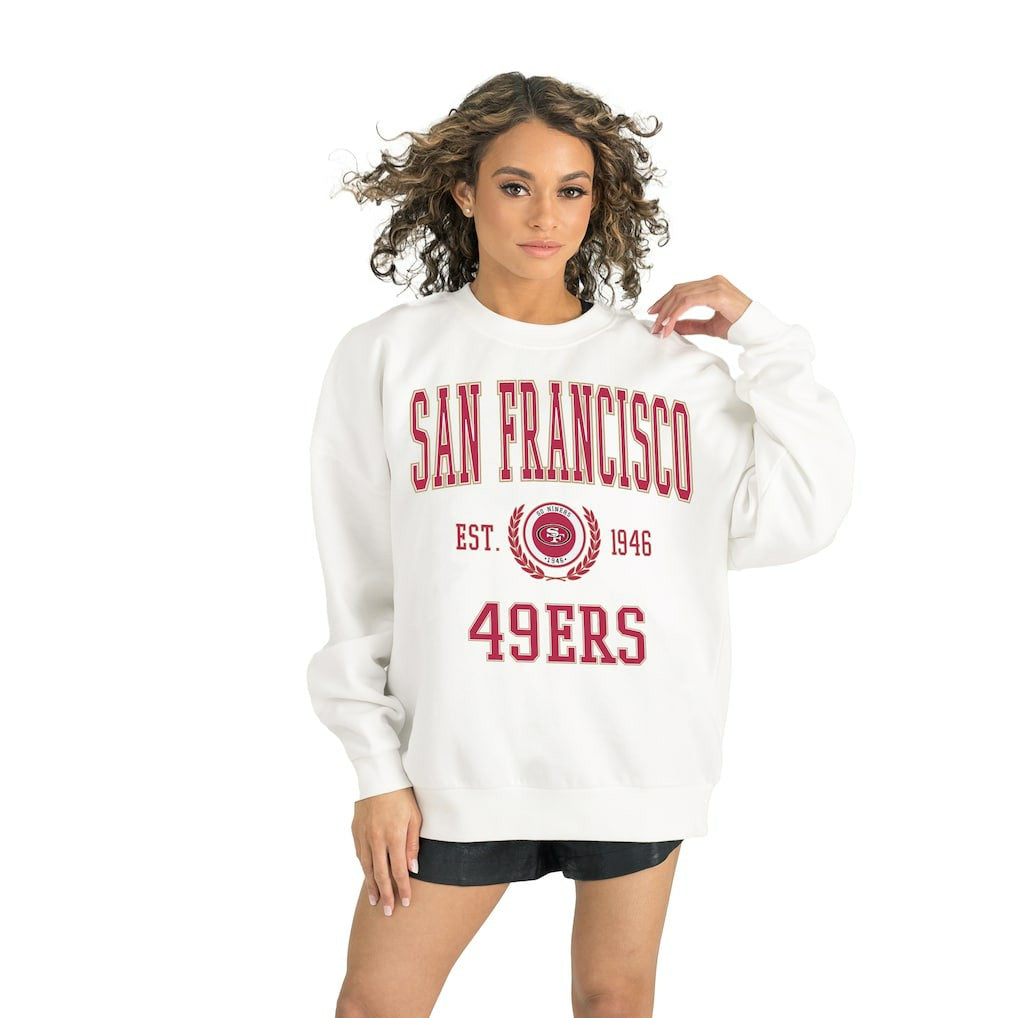 San Francisco 49ers Gameday Couture Women's Timeless Triumph Premium Fleece Pullover Sweatshirt - White Pullover