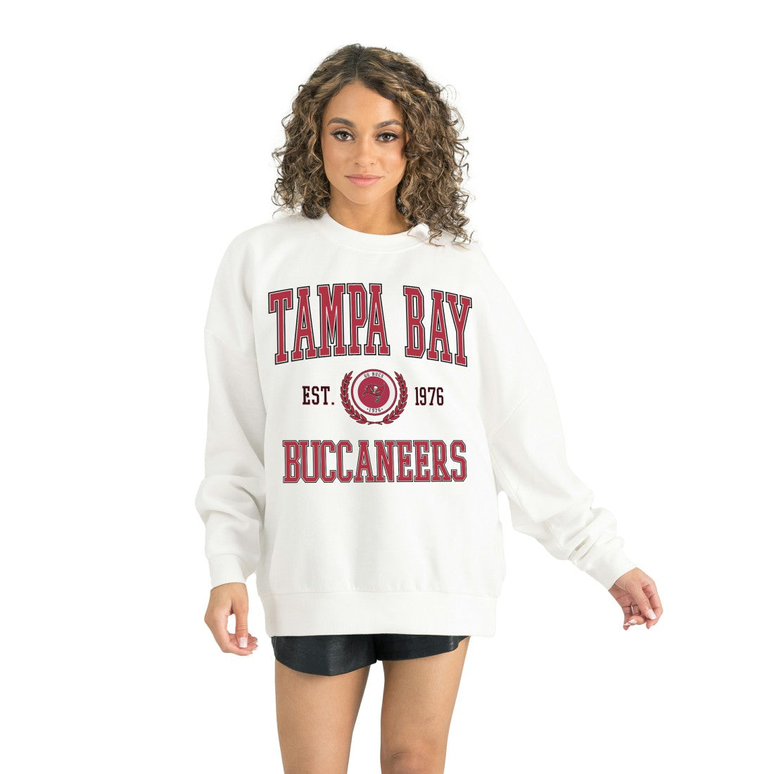 Tampa Bay Buccaneers Gameday Couture Women's Timeless Triumph Premium Fleece Pullover Sweatshirt - White Pullover
